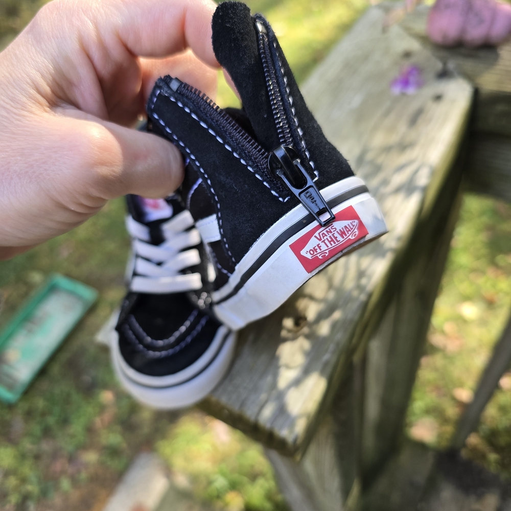 Vans Black and White High-Top Sneakers with Zipper